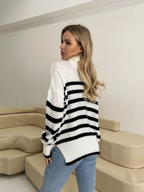 Sweater with stripes CLAUS Milky black