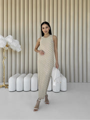 Knitted dress Sarafan Light beige