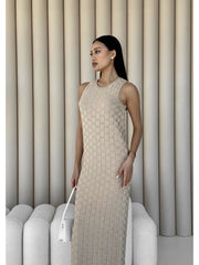 Knitted dress Sarafan Light beige