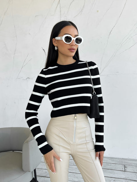 Top ribbed stripe Rotterdam Black and white