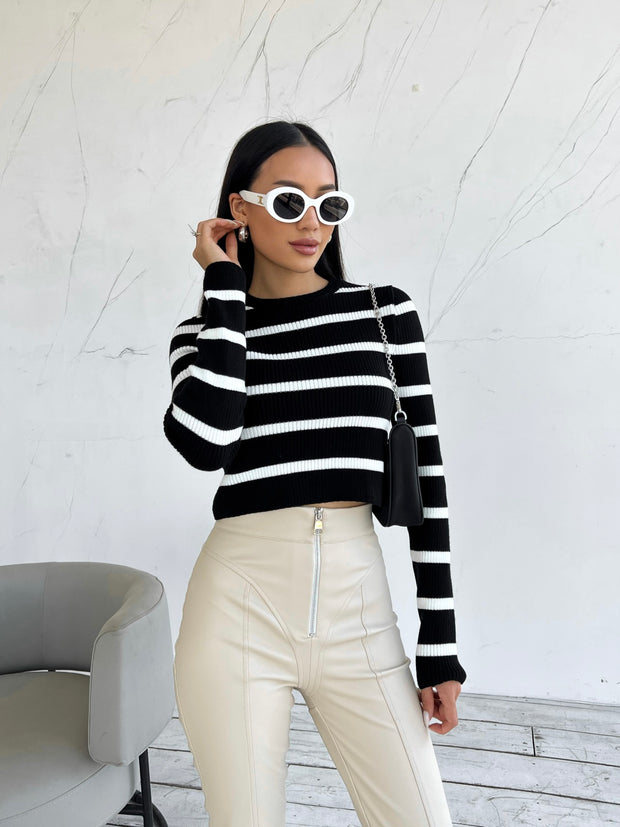 Top ribbed stripe Rotterdam Black and white