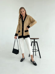 Knitted jacket Kulya Camel-black