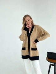 Knitted jacket Kulya Camel-black