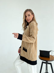 Knitted jacket Kulya Camel-black