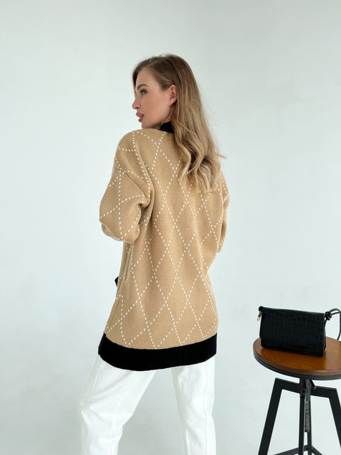 Knitted jacket Kulya Camel-black