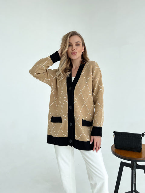 Knitted jacket Kulya Camel-black