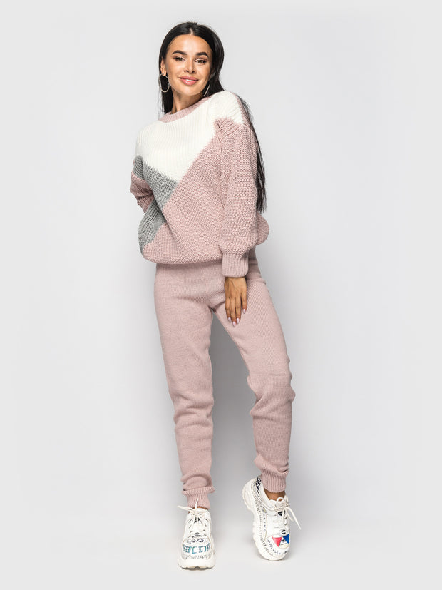 Nelson Knitted Set Pink-Grey-White