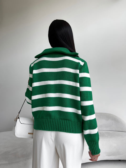 Bandera Sweater Green-White