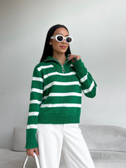 Bandera Sweater Green-White