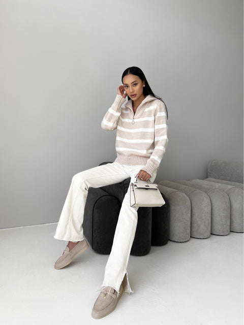 Bandera Sweater Light beige-white