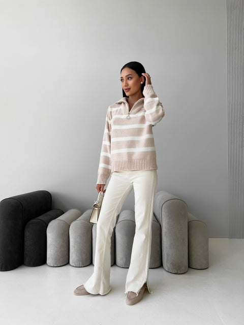 Bandera Sweater Light beige-white