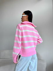 Bandera Sweater Pink-White