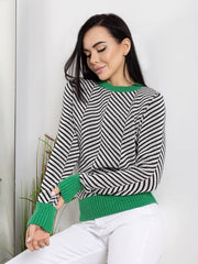 Hadat White-Black-Green Sweater