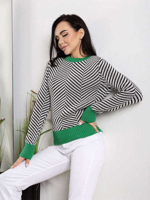 Hadat White-Black-Green Sweater