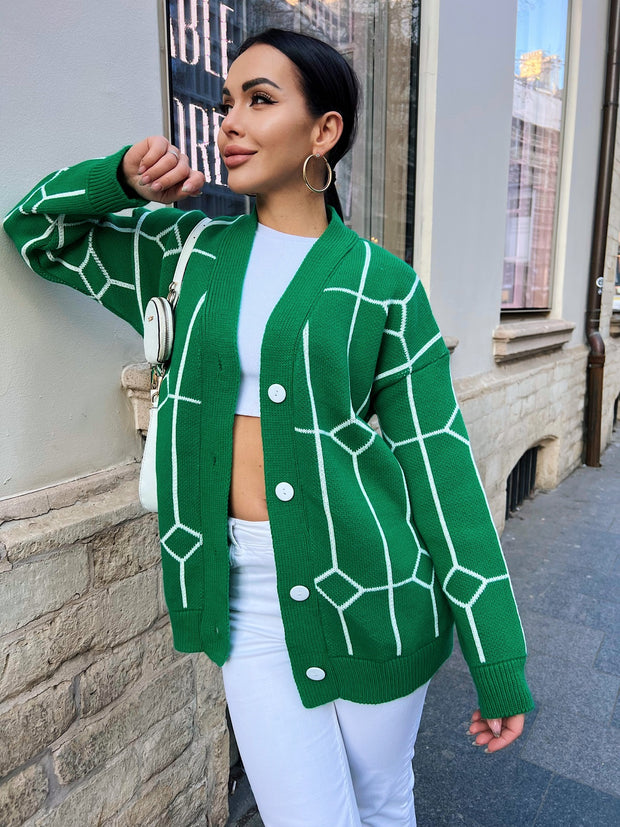 Cardigan SUNSET Green-white