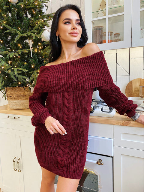 Knitted dress Koriza burgundy