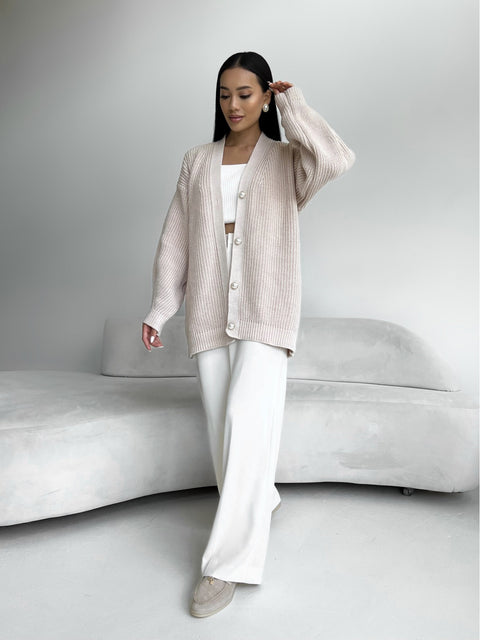 Knitted cardigan Desimar Light Beige