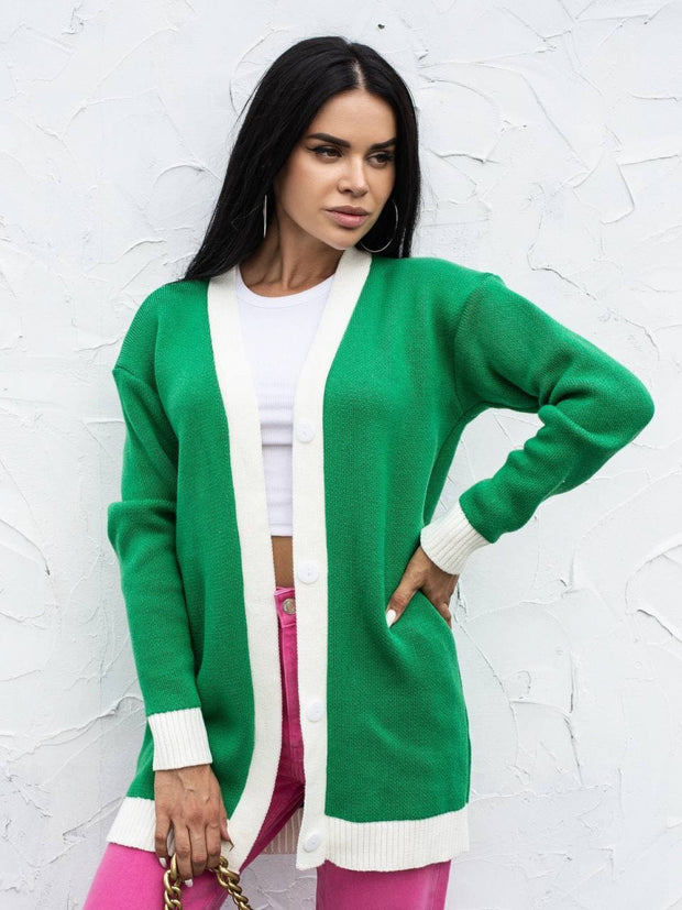 Knitted cardigan Bunny Green-white