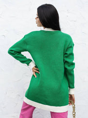 Knitted cardigan Bunny Green-white