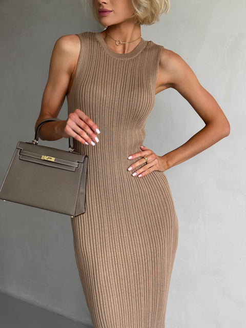 Knitted dress GVEN Camel