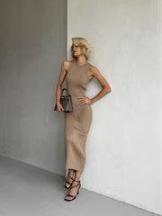 Knitted dress GVEN Camel