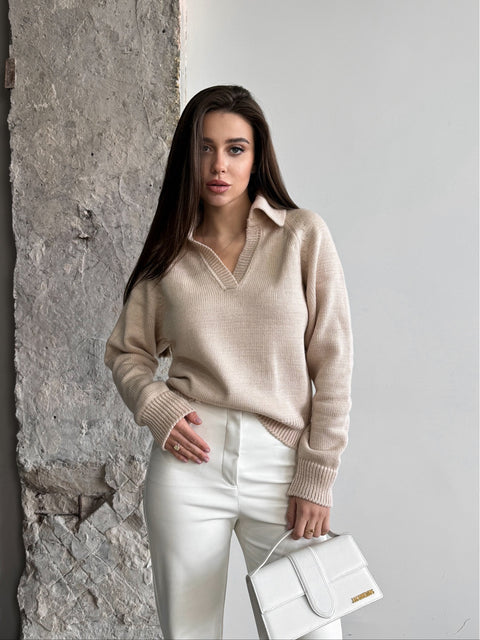 Polo Sweater Sem Light Beige