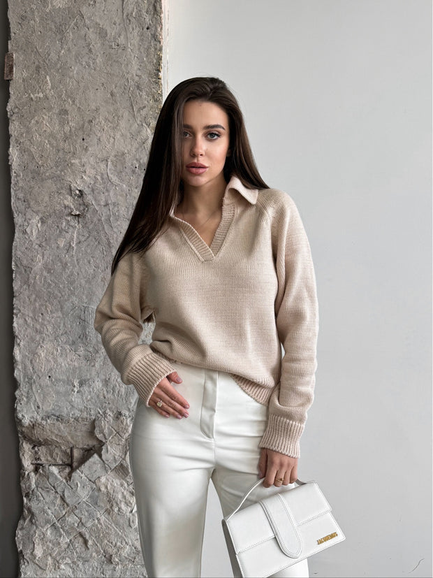 Polo Sweater Sem Light Beige