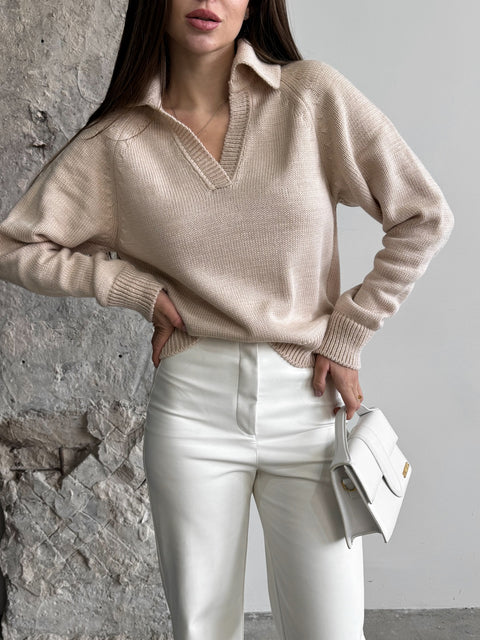 Polo Sweater Sem Light Beige