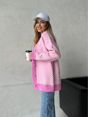 Knitted sweater Nataly Pink-milk