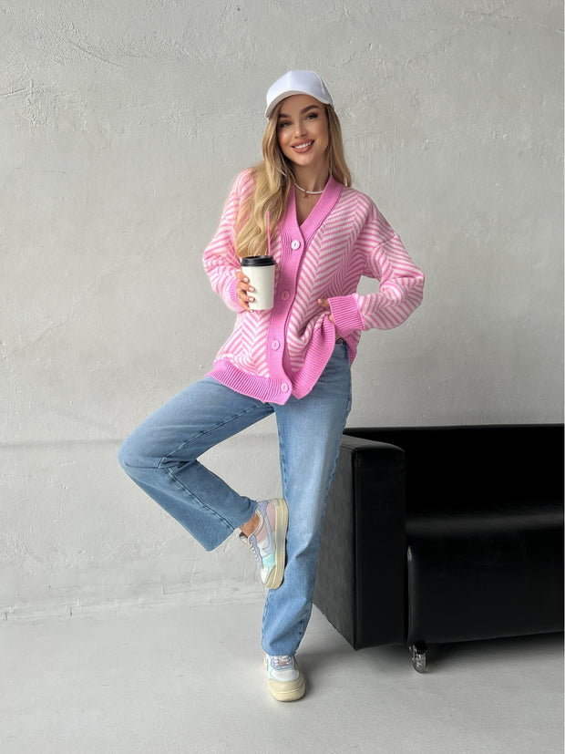 Knitted sweater Nataly Pink-milk