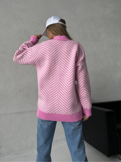 Knitted sweater Nataly Pink-milk