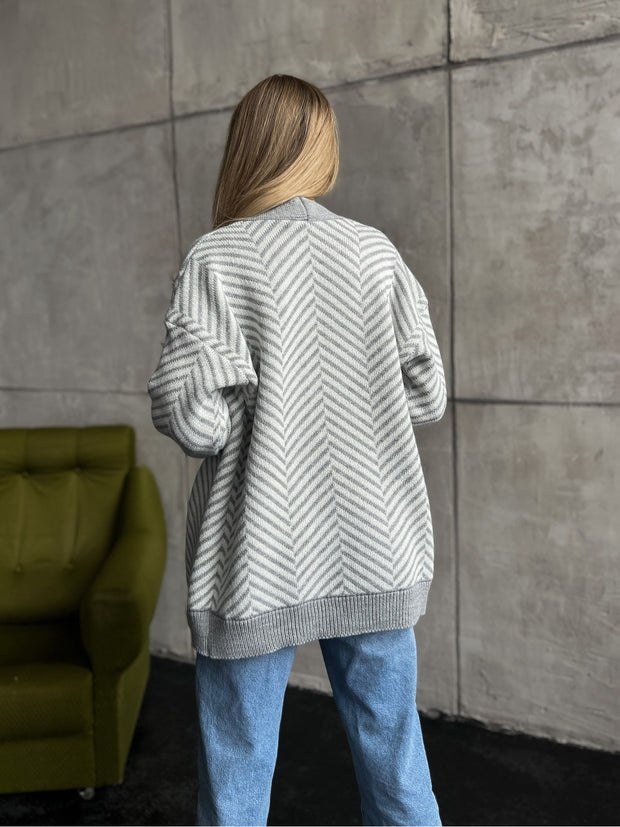 Knitted sweater Nataly Gray-milk