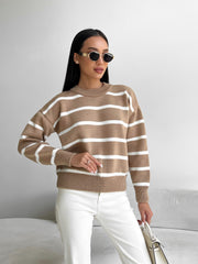 TRENDY Sweater Camel - White