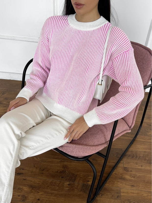 Bern Sweater White-Pink