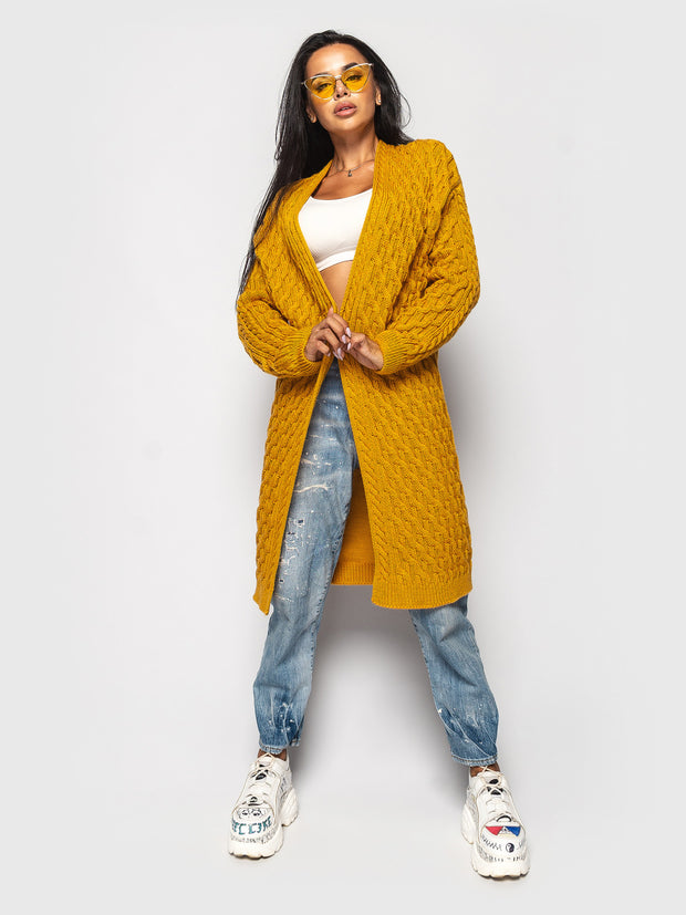 Knitted cardigan Smile mustard