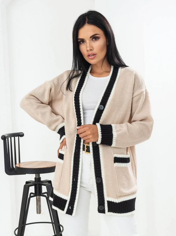 Knitted cardigan Maison Beige-black