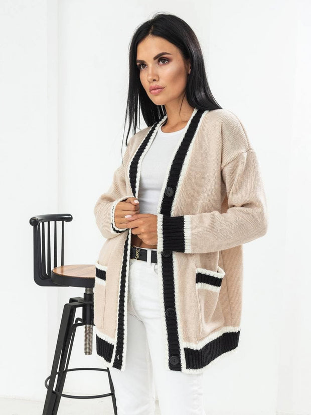 Knitted cardigan Maison Beige-black