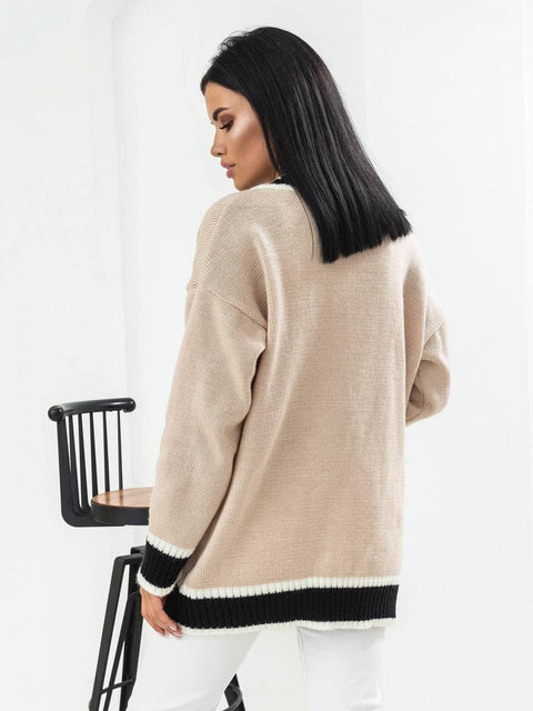 Knitted cardigan Maison Beige-black