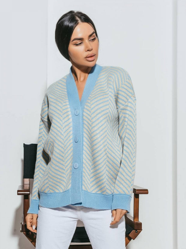 Knitted sweater Nataly Blue-beige