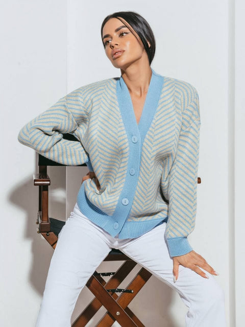 Knitted sweater Nataly Blue-beige