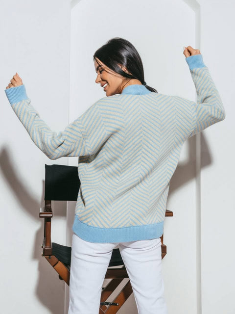 Knitted sweater Nataly Blue-beige