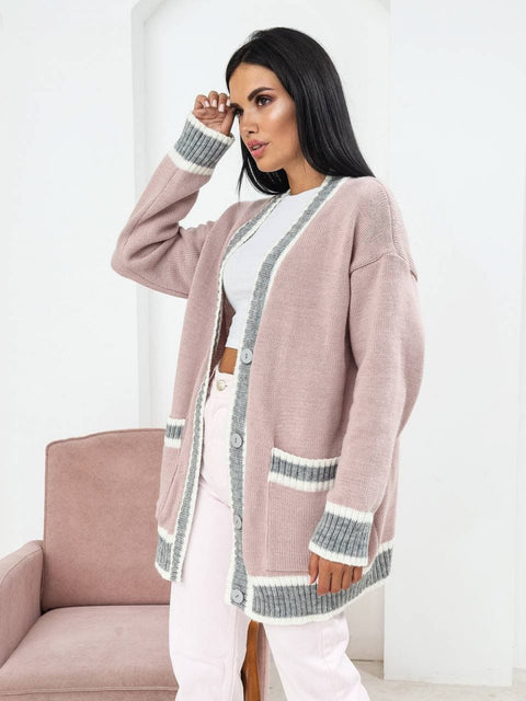 Knitted cardigan Maison pink-gray