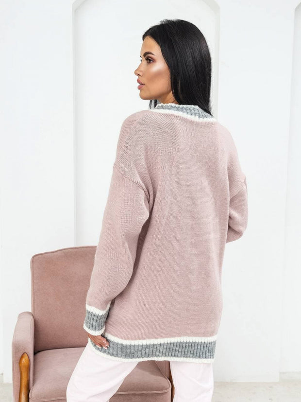 Knitted cardigan Maison pink-gray