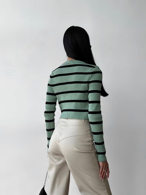 Top ribbed stripe Rotterdam Olive - black