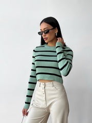 Top ribbed stripe Rotterdam Olive - black