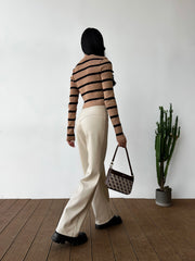 Top ribbed stripe Rotterdam Camel - black