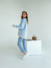 Knitted sweater Litera Blue-beige