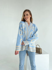 Knitted sweater Litera Blue-beige