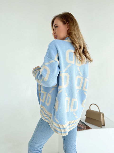 Knitted sweater Litera Blue-beige