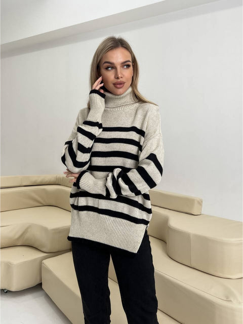 Sweater with stripes CLAUS Beige-black